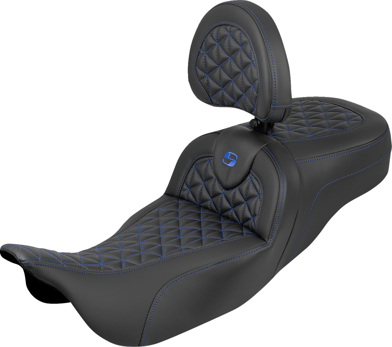 Saddlemen Roadsofa Blue Tri Grip Extended Seat Backrest for 08-24 Harley Touring