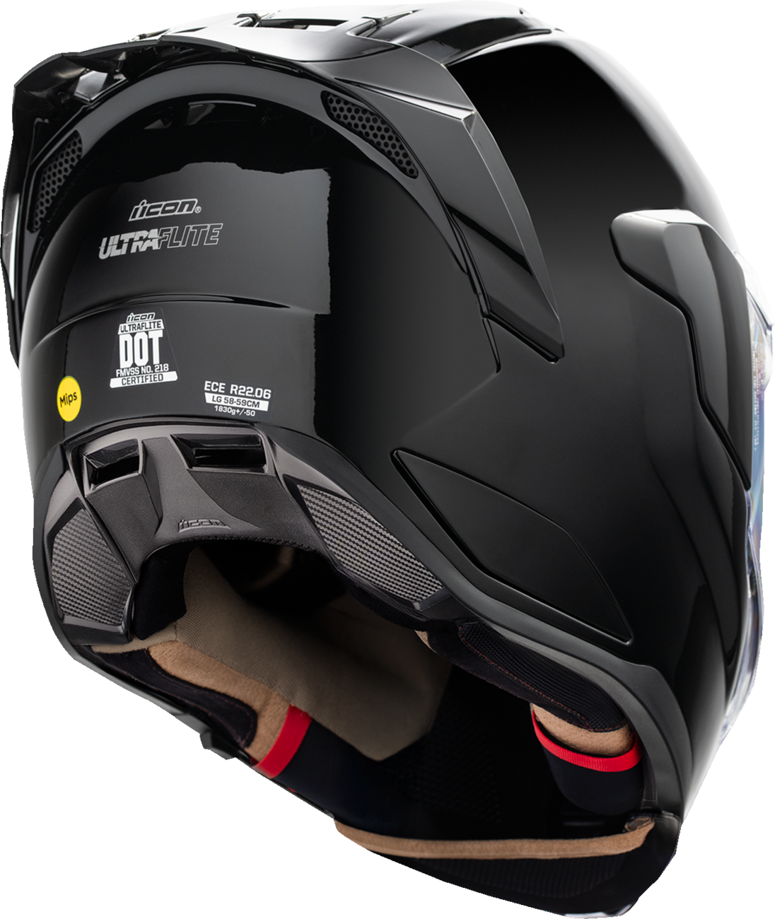 Icon Ultraflite Solid Gloss Black MIPS Full Face Unisex Adult Motorcycle Helmet