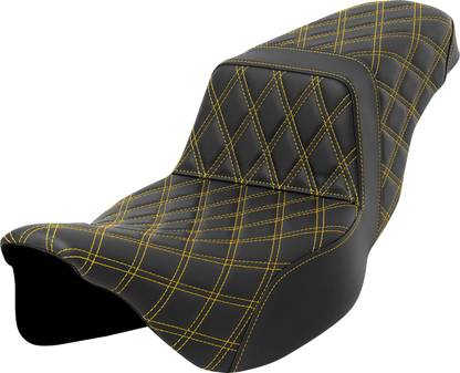 Saddlemen Step Up Extended Gold Lattice Gel Seat fits 2008-2024 Harley Touring