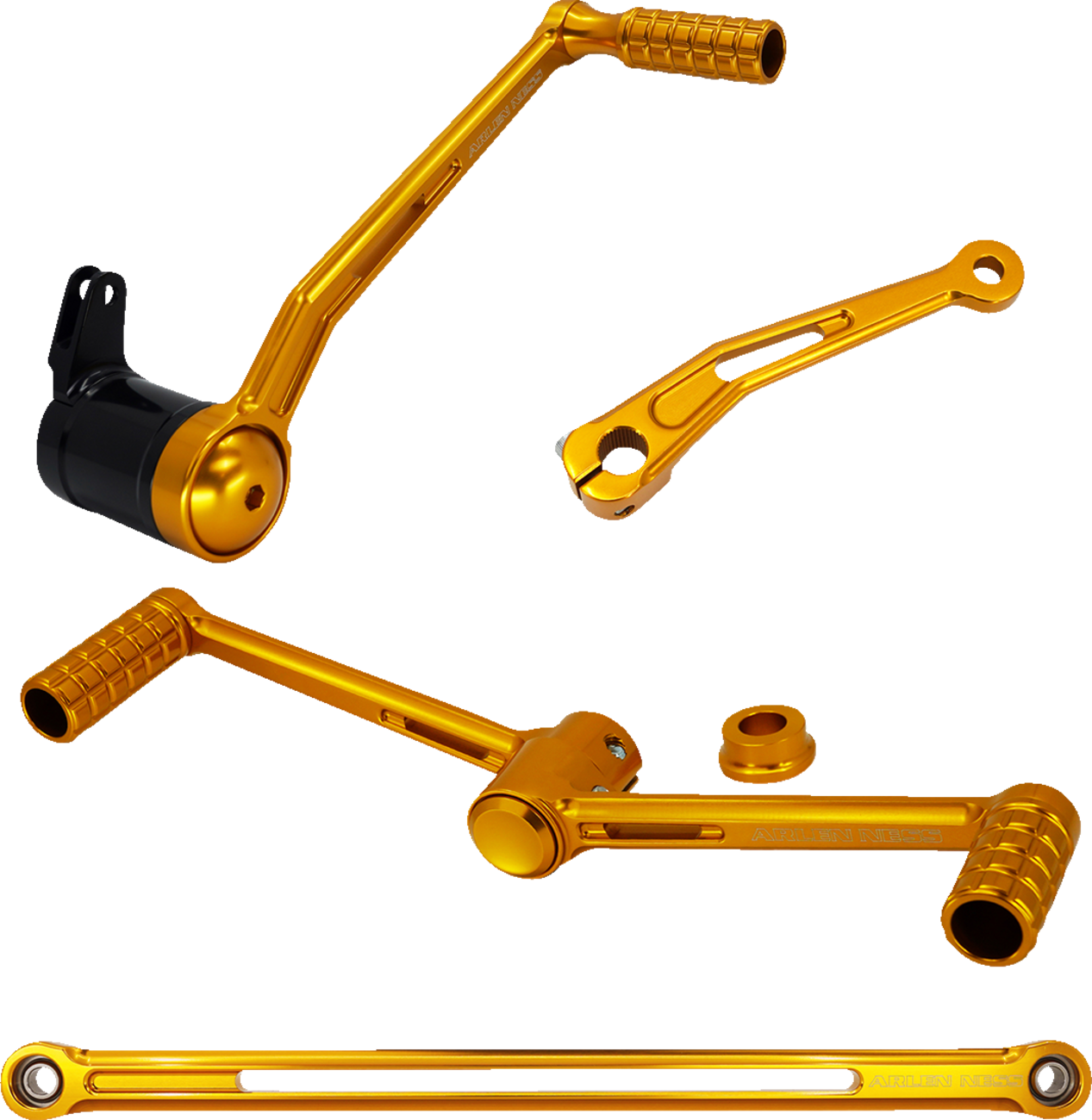 Arlen Ness Speedliner Gold Heel-Toe Foot Controls for 1999-2022 Harley Touring