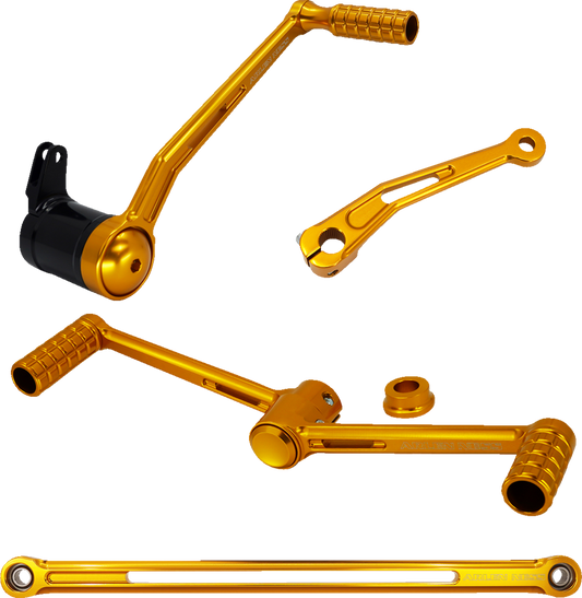Arlen Ness Speedliner Gold Heel-Toe Foot Controls for 1999-2022 Harley Touring