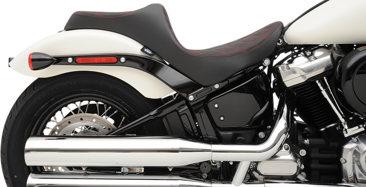 Drag Specialties Predator Red Diamond Seat for 2018-2025 Harley Softail FXBB