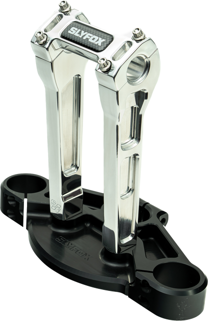 Slyfox Raw 8" Straight Riser & Top Clamp Kit for Harley Davidson 1" Handlebars