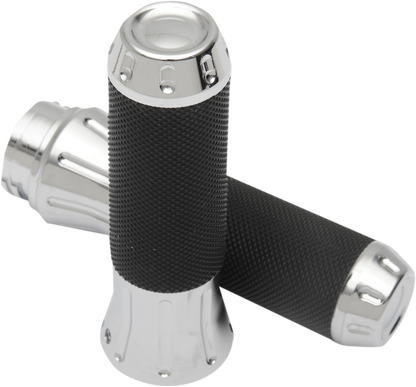 Drag Specialties Chrome 1" Handlebar Hand Grips 1980-2022 Harley Softail Touring