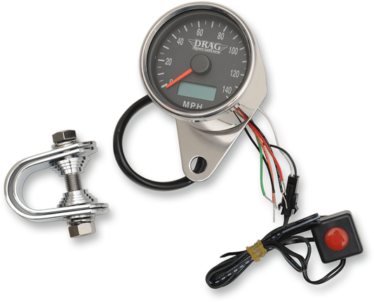 Drag Specialties Programmable 2.4" Mini Electronic Black Face Speedometer Harley