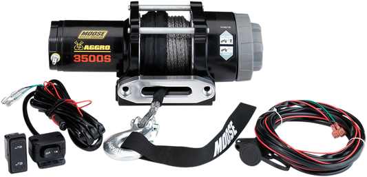 Moose Utility Aggro 3500 LB Universal ATV UTV Side by Side Synthetic Rope Winch