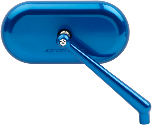 Arlen Ness Gloss Blue Oval Convex Screw in Right Side Single Handlebar Mirror