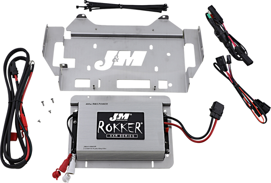 J&M Rokker 400W 2 Channel Fairing Amplifier Kit 14-20 Harley Touring FLHX FLHTK