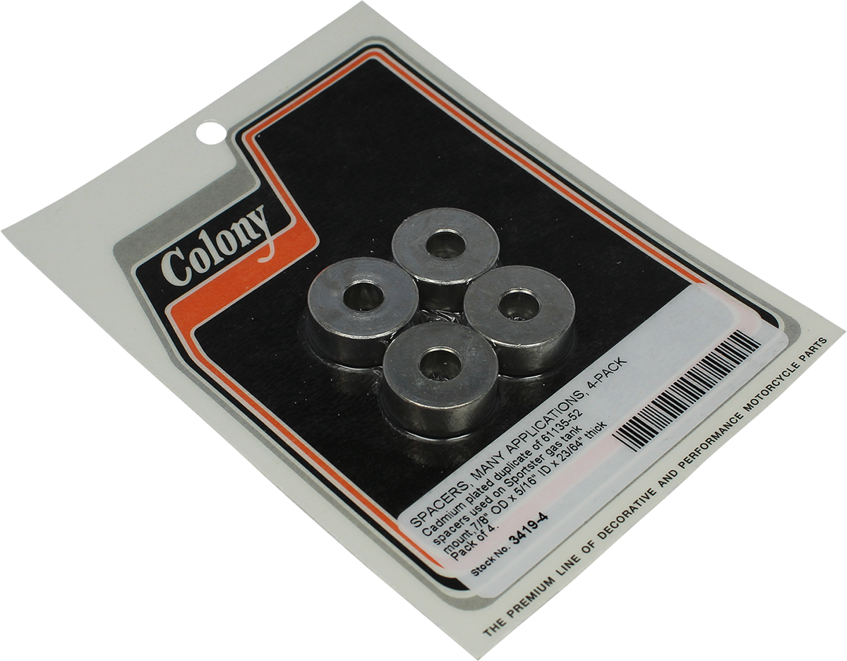 Colony 4 Pack Cadmium Plated Gas Tank Spacers 1957-20 Harley Sportster XR XLH