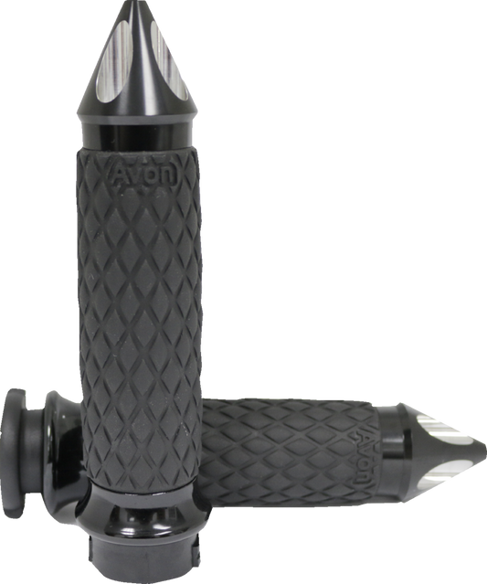 Avon Diamond Contour Spike Cable Control Grips for 1980-2022 Harley Dyna Softail