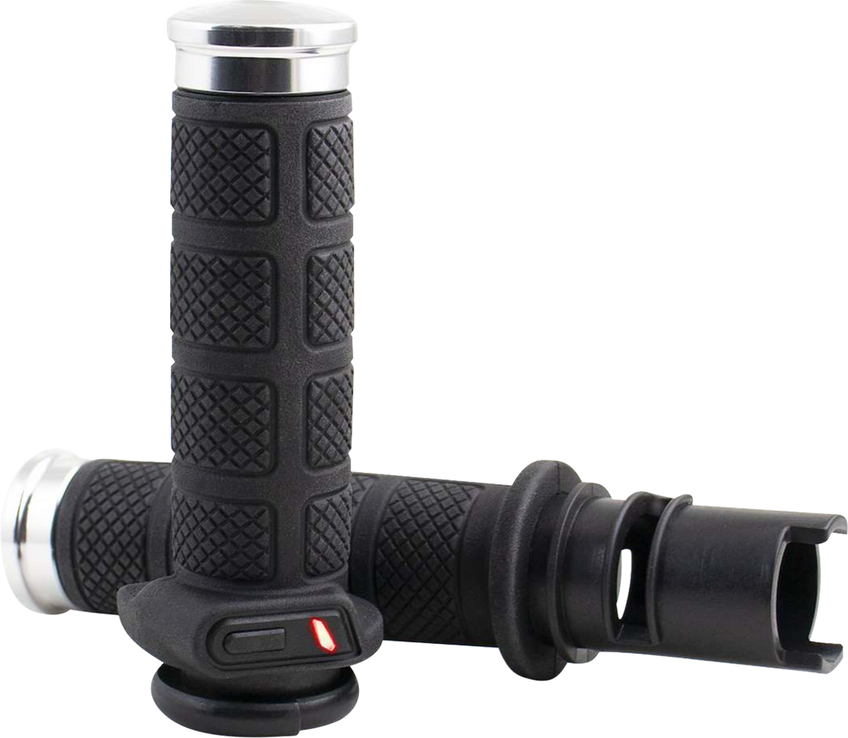 Koso Titan II Heated TBW Chrome Handlebar Grips for 23-26 Harley Touring Softail
