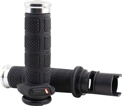 Koso Titan II Heated TBW Chrome Handlebar Grips for 23-26 Harley Touring Softail