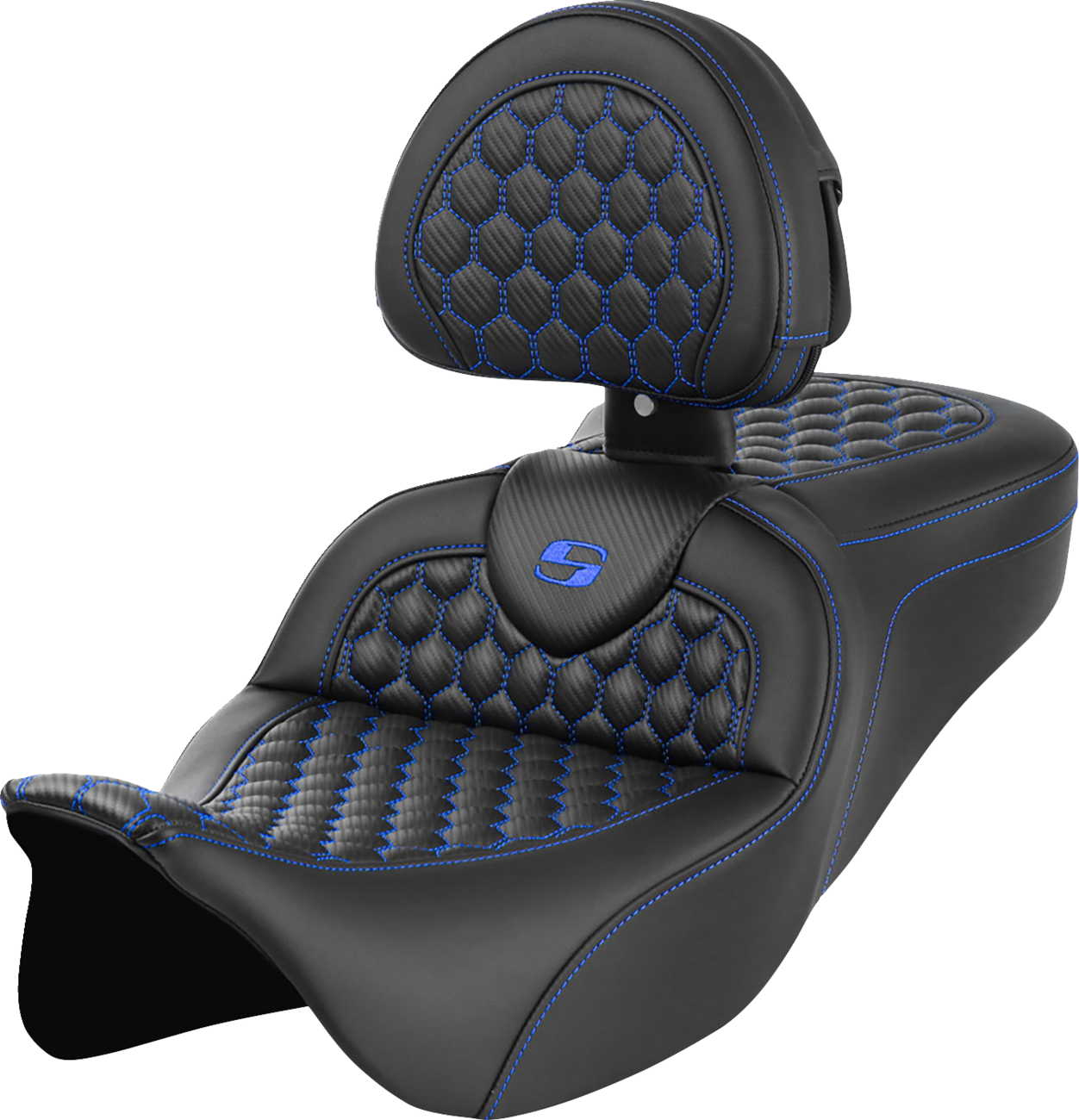 Saddlemen Roadsofa Blue Honeycomb Gel Seat & Backrest 2008-2025 Harley Touring