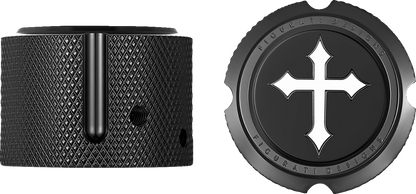 Figurati Designs Cross Front Axle Nut Black Covers for 2002-2022 Harley