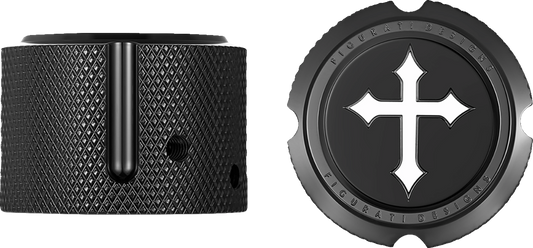 Figurati Designs Cross Front Axle Nut Black Covers for 2002-2022 Harley