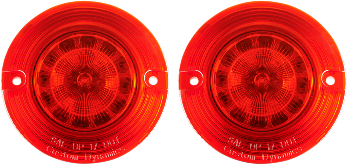 Custom Dynamics 1156 Red Flat Turn Signal Insert Kit 1986-2022 Harley Davidson