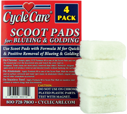 Cycle Care 4-Pack Scoot Pad Polishing Cleaning Applicators for Blueing & Golding