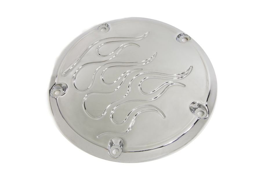 VTwin Flame 5 Hole Motorcycle Derby Cover 1999-2018 Harley Touring FLT FXST FXD