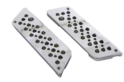 VTwin Swiss Cheese Chrome  Saddlebag Hinge Covers 1993-2013 Harley Touring FLT