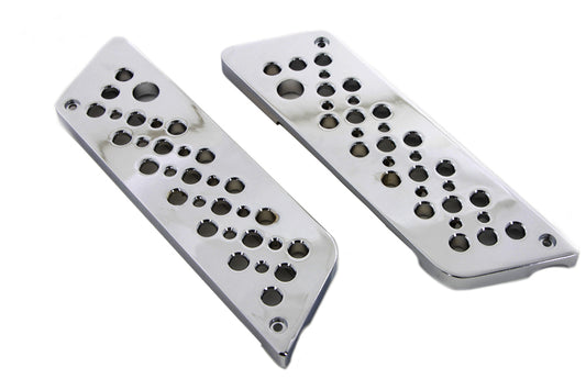 VTwin Swiss Cheese Chrome  Saddlebag Hinge Covers 1993-2013 Harley Touring FLT