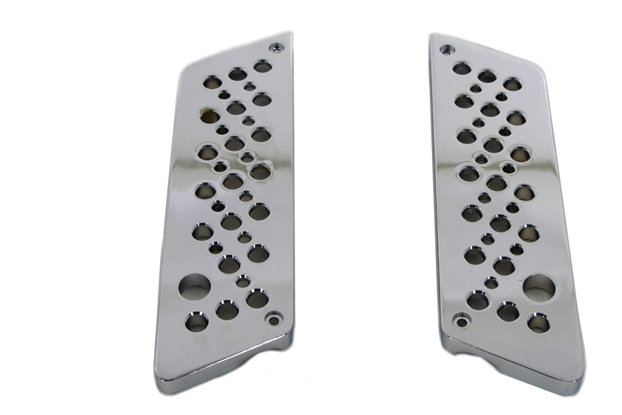 VTwin Swiss Cheese Chrome  Saddlebag Hinge Covers 1993-2013 Harley Touring FLT