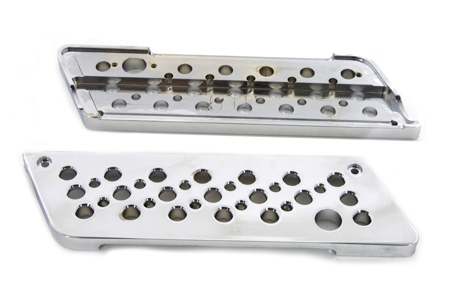 VTwin Swiss Cheese Chrome  Saddlebag Hinge Covers 1993-2013 Harley Touring FLT