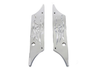 VTwin Wyatt Gatling Flame Saddlebag Face Plates 1993-2013 Harley Touring FLT