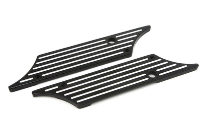VTwin Black Ball Milled Rear Saddlebag Hinge Covers 1993-2013 Harley Touring FLT