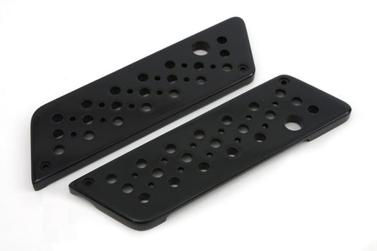 VTwin Black Swiss Cheese Saddlebag Hinge Covers 1993-2013 Harley Touring FLT