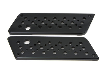 VTwin Black Swiss Cheese Saddlebag Hinge Covers 1993-2013 Harley Touring FLT