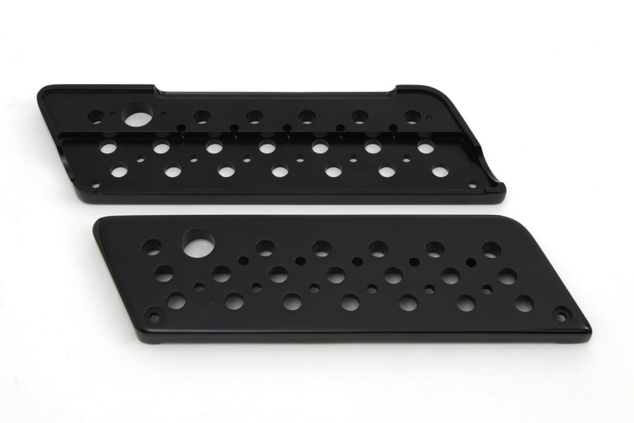 VTwin Black Swiss Cheese Saddlebag Hinge Covers 1993-2013 Harley Touring FLT