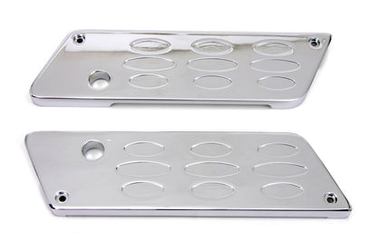 VTwin Louvered Chrome Rear Saddlebag Hinge Covers 1993-2013 Harley Touring FLT