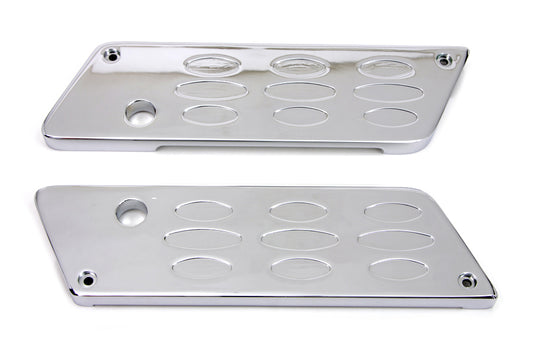 VTwin Louvered Chrome Rear Saddlebag Hinge Covers 1993-2013 Harley Touring FLT