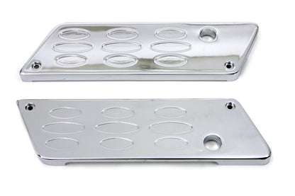 VTwin Louvered Chrome Rear Saddlebag Hinge Covers 1993-2013 Harley Touring FLT