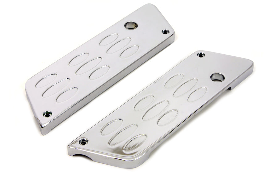 VTwin Louvered Chrome Rear Saddlebag Hinge Covers 1993-2013 Harley Touring FLT