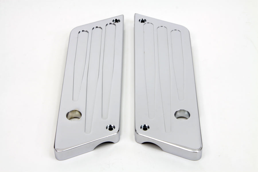 VTwin Milled Chrome Rear Saddlebag Hinge Covers 1993-2013 Harley Touring FLT