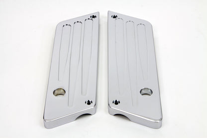 VTwin Ball Milled Chrome  Saddlebag Hinge Covers 1993-2013 Harley Touring FLT