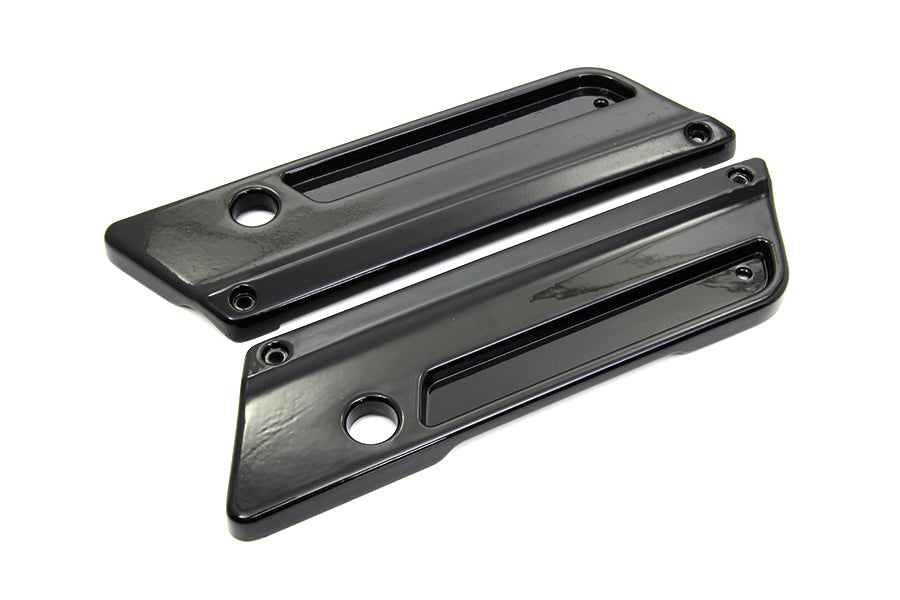 VTwin Wyatt Gatling Black Saddlebag Hinge Covers 1993-2013 Harley Touring FLT