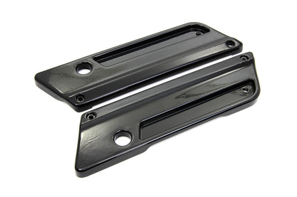 VTwin Wyatt Gatling Black Saddlebag Hinge Covers 1993-2013 Harley Touring FLT