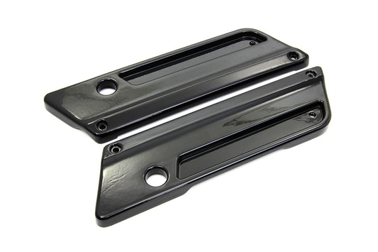 VTwin Wyatt Gatling Black Saddlebag Hinge Covers 1993-2013 Harley Touring FLT