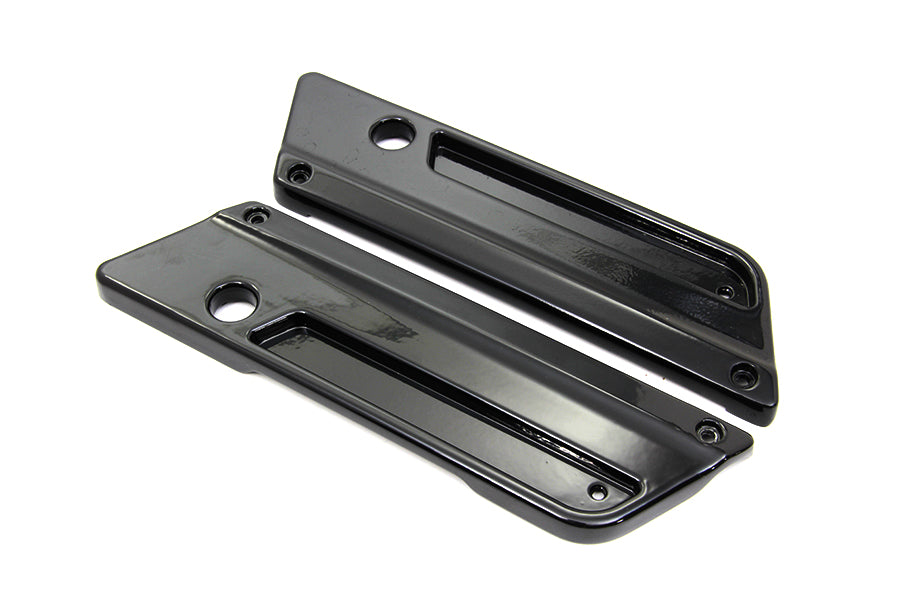 VTwin Wyatt Gatling Black Saddlebag Hinge Covers 1993-2013 Harley Touring FLT