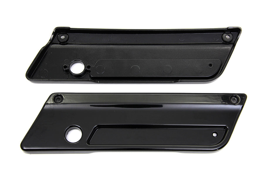 VTwin Wyatt Gatling Black Saddlebag Hinge Covers 1993-2013 Harley Touring FLT