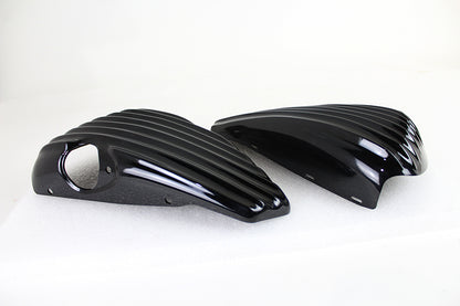 VTwin Finned Gloss Black Oil Tank & Battery Side Cover Set 2004-2014 Sportster