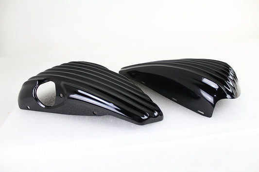VTwin Finned Gloss Black Oil Tank & Battery Side Cover Set 2004-2014 Sportster