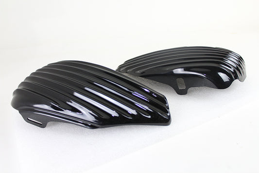 VTwin Finned Gloss Black Oil Tank & Battery Side Cover Set 2004-2014 Sportster