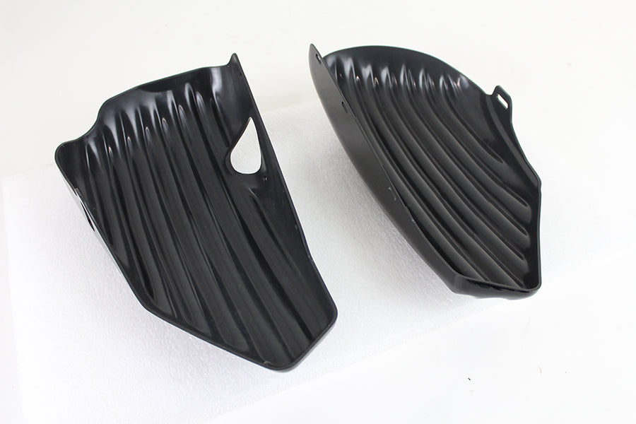 VTwin Finned Gloss Black Oil Tank & Battery Side Cover Set 2004-2014 Sportster
