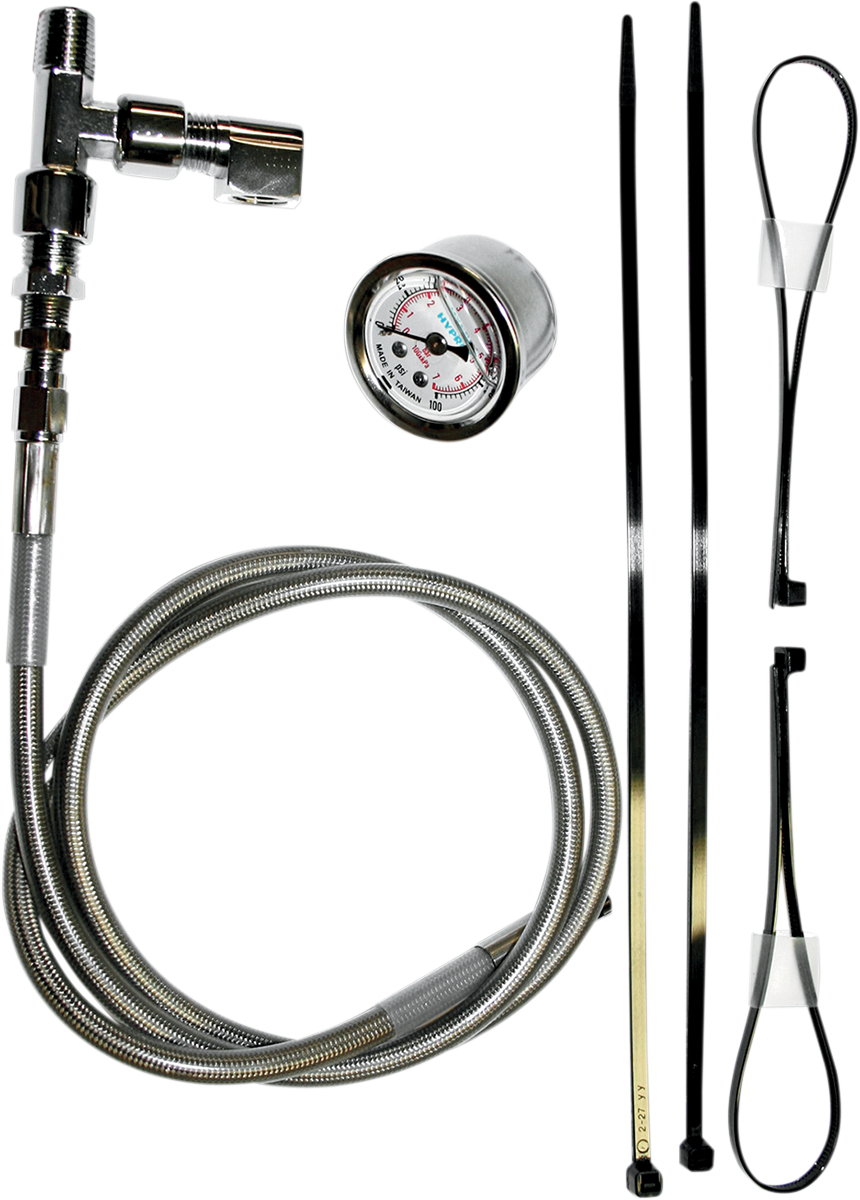Feuling Chrome Motorcycle Remote Oil Pressure Gauge Kit for Harley Twin Cam EVO