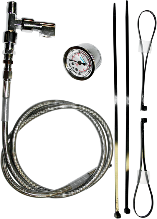 Feuling Chrome Motorcycle Remote Oil Pressure Gauge Kit for Harley Twin Cam EVO