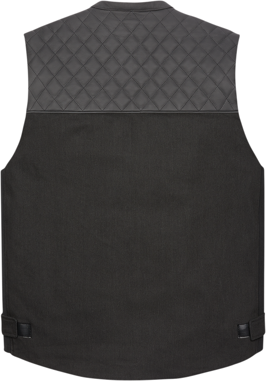 Icon Mens Chamonix Black Denim Motorcycle Club Riding Street Sport Racing Vest