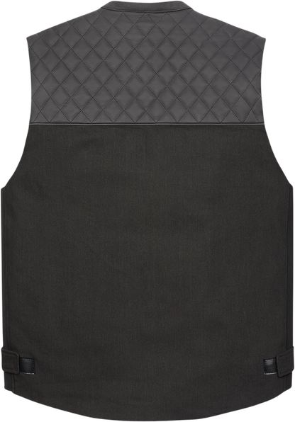 Icon Mens Chamonix Black Denim Motorcycle Club Riding Street Sport Racing Vest